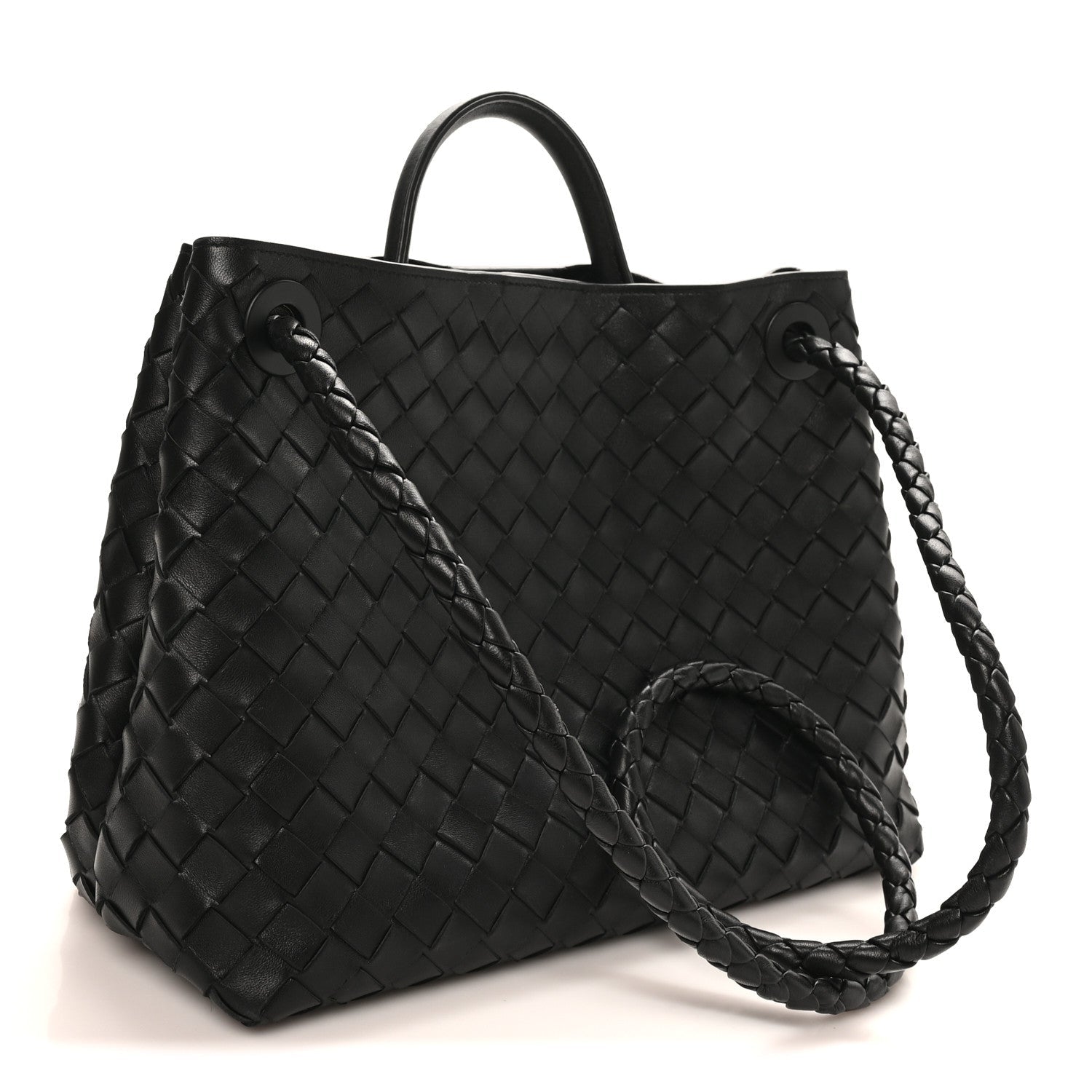 Nappa Intrecciato Medium Andiamo Shoulder Bag Black