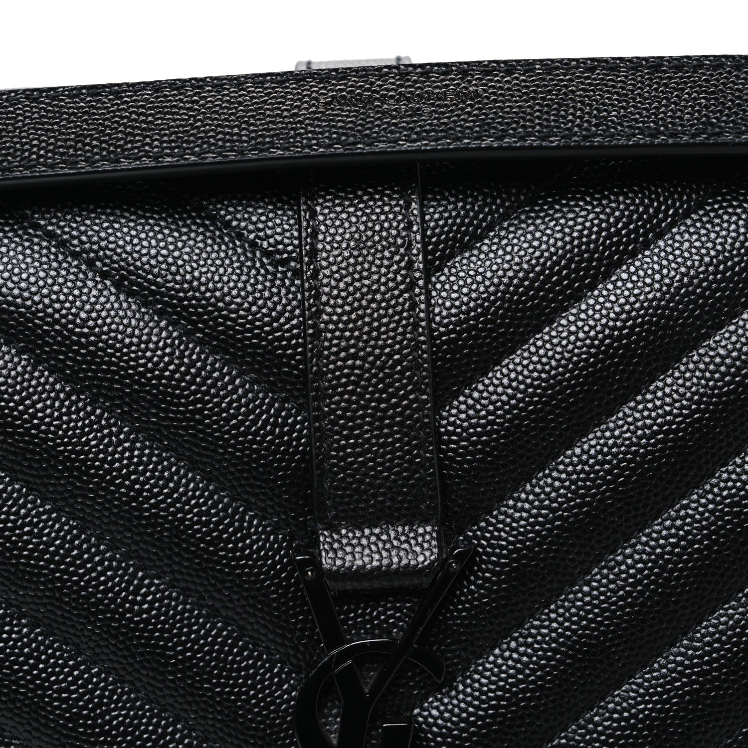 Grain De Poudre Textured Mixed Matelasse Large Triquilt Monogram Monochrome Satchel Black