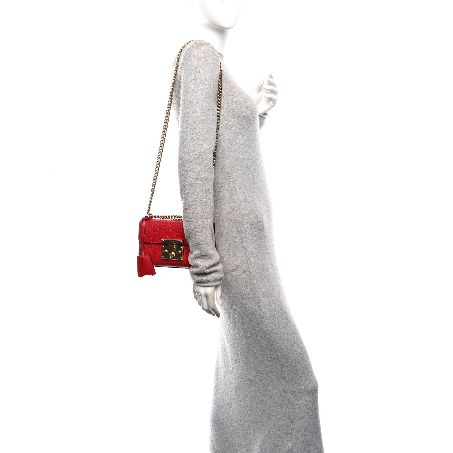Guccissima Small Padlock Shoulder Bag Hibiscus Red