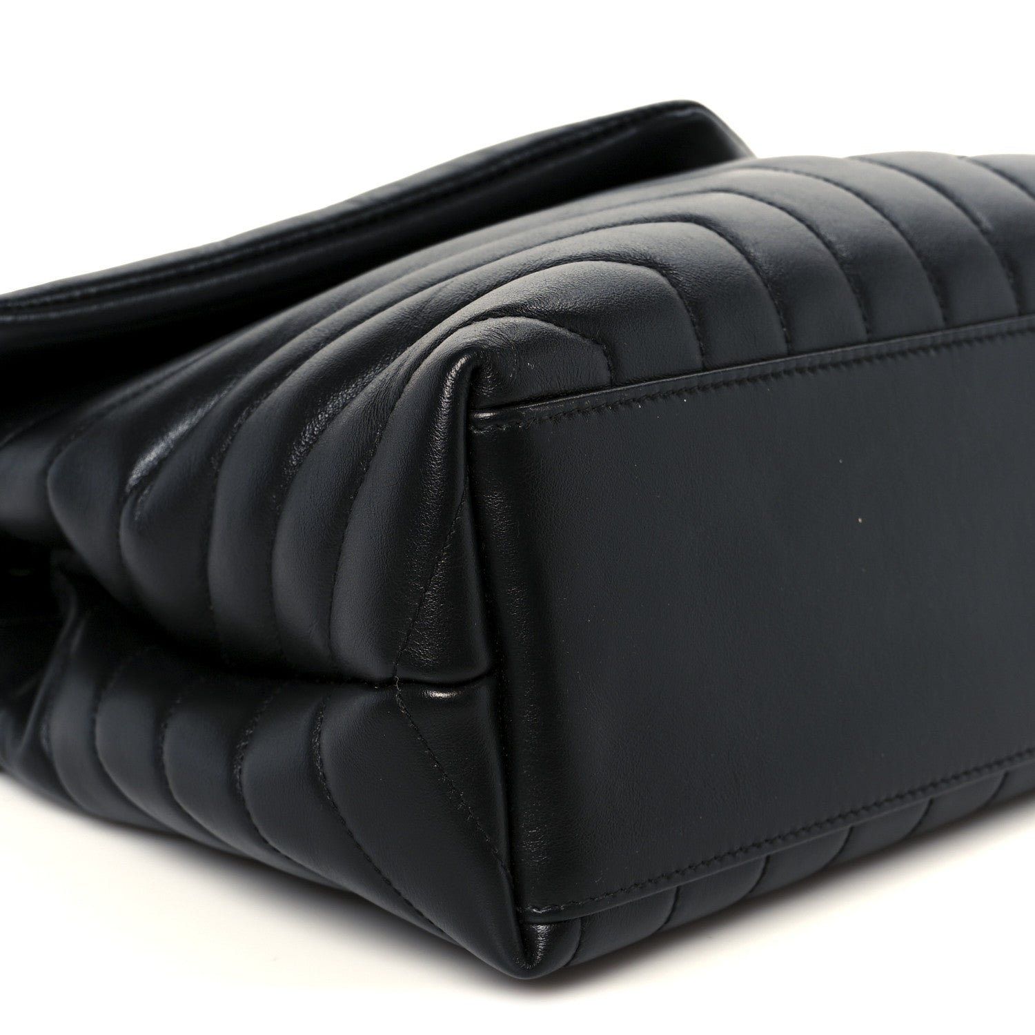 Calfskin Y Quilted Monogram Monochrome Medium Loulou Chain Satchel Black