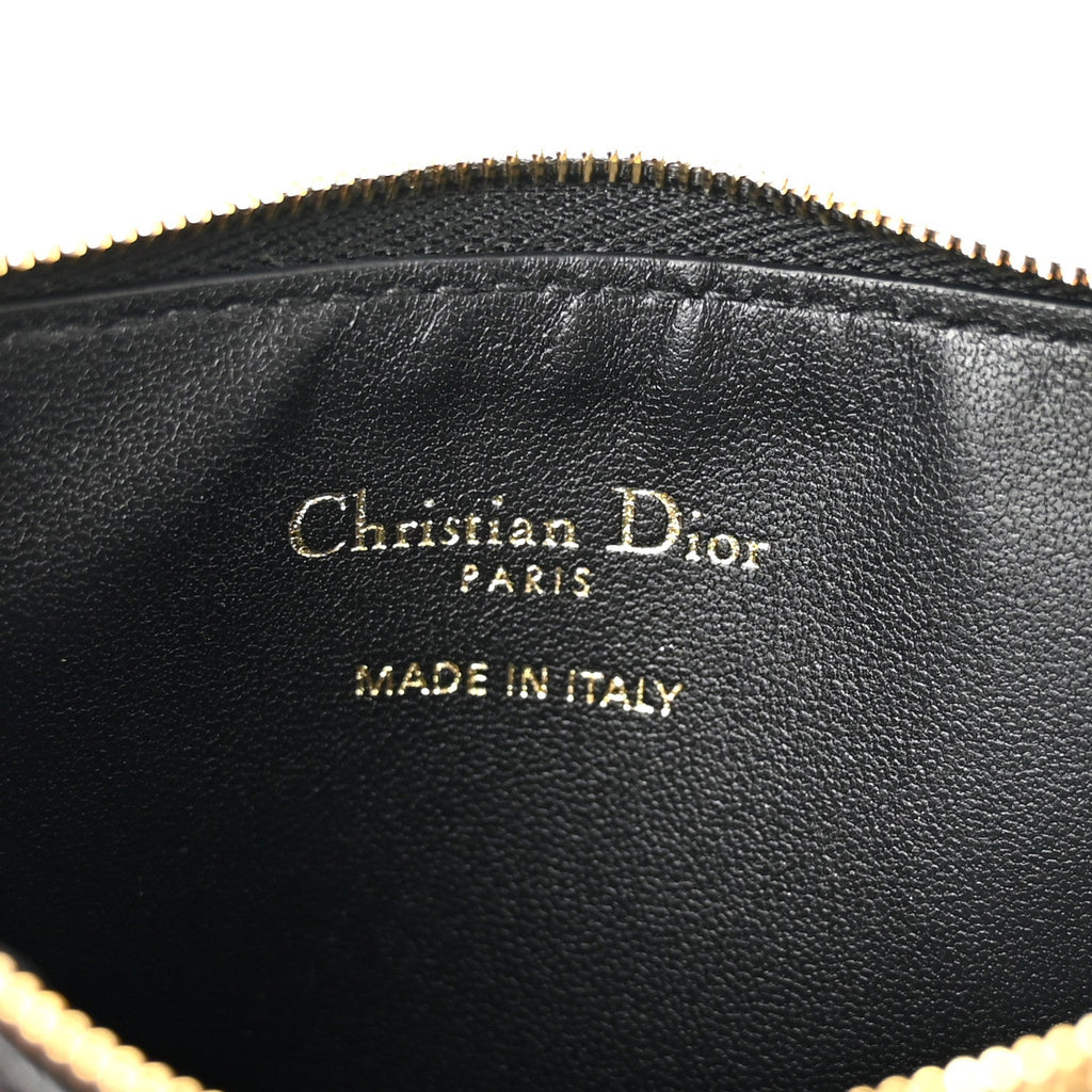 Supple Calfskin Cannage Caro Cosmos Zipped  Holder Black