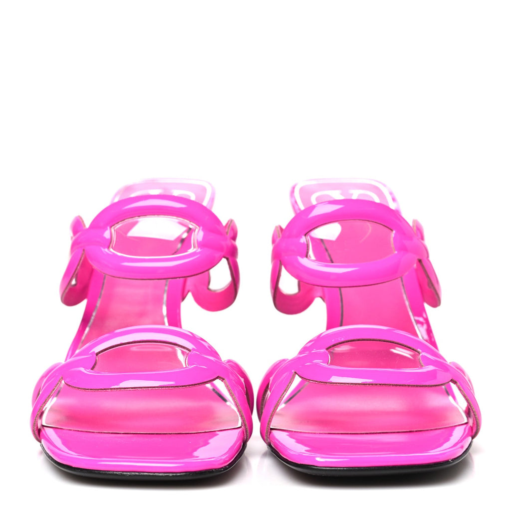 Patent PVC Chain 1967 100mm Sandals 40 Pink