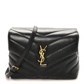 Calfskin Y Quilted Monogram Toy Loulou Crossbody Bag Black