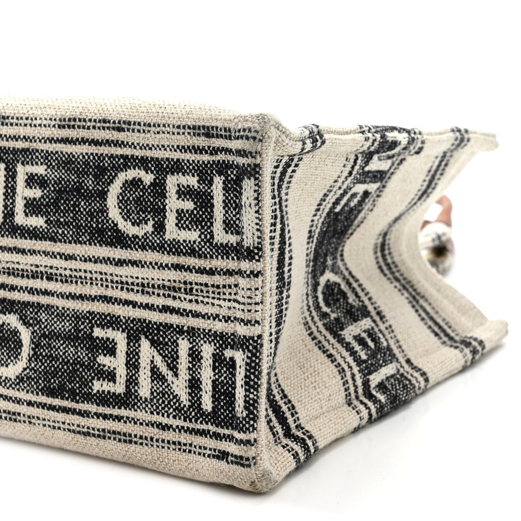 Jacquard Striped Large Cabas Thais White Black