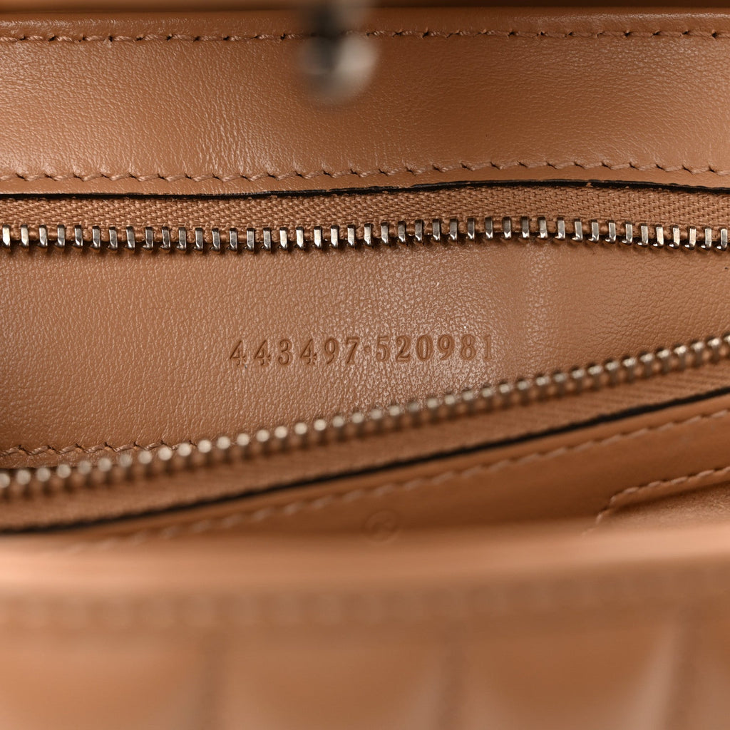 Calfskin Matelasse Aria Small GG Marmont Shoulder Bag Camelia