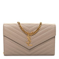 Grain De Poudre Matelasse Chevron Monogram Chain Wallet Nude Powder