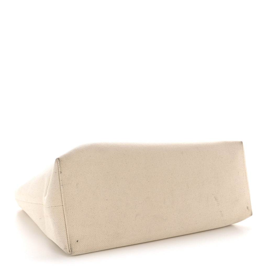 Canvas Calfskin Horizontal Cabas Natural Tan