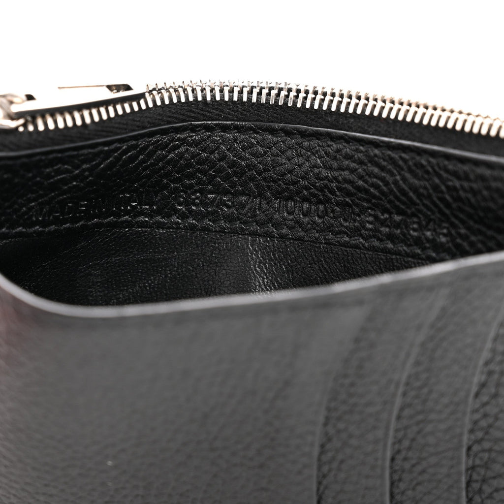 Calfskin Hourglass Long Coin Case  Holder Black