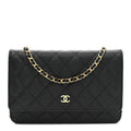 Caviar Quilted Wallet on Chain WOC Black