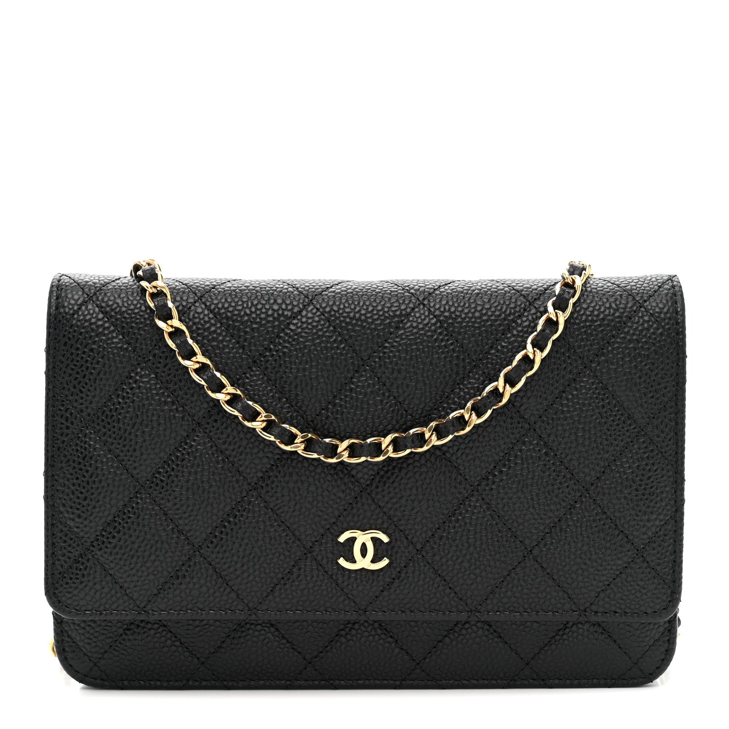 Caviar Quilted Wallet on Chain WOC Black