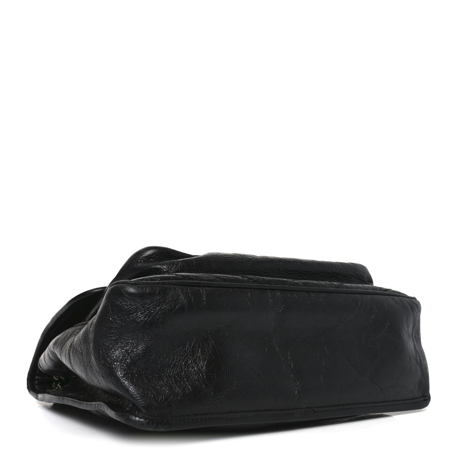 Crinkled Calfskin Matelasse Monogram Medium Niki Chain Satchel Black