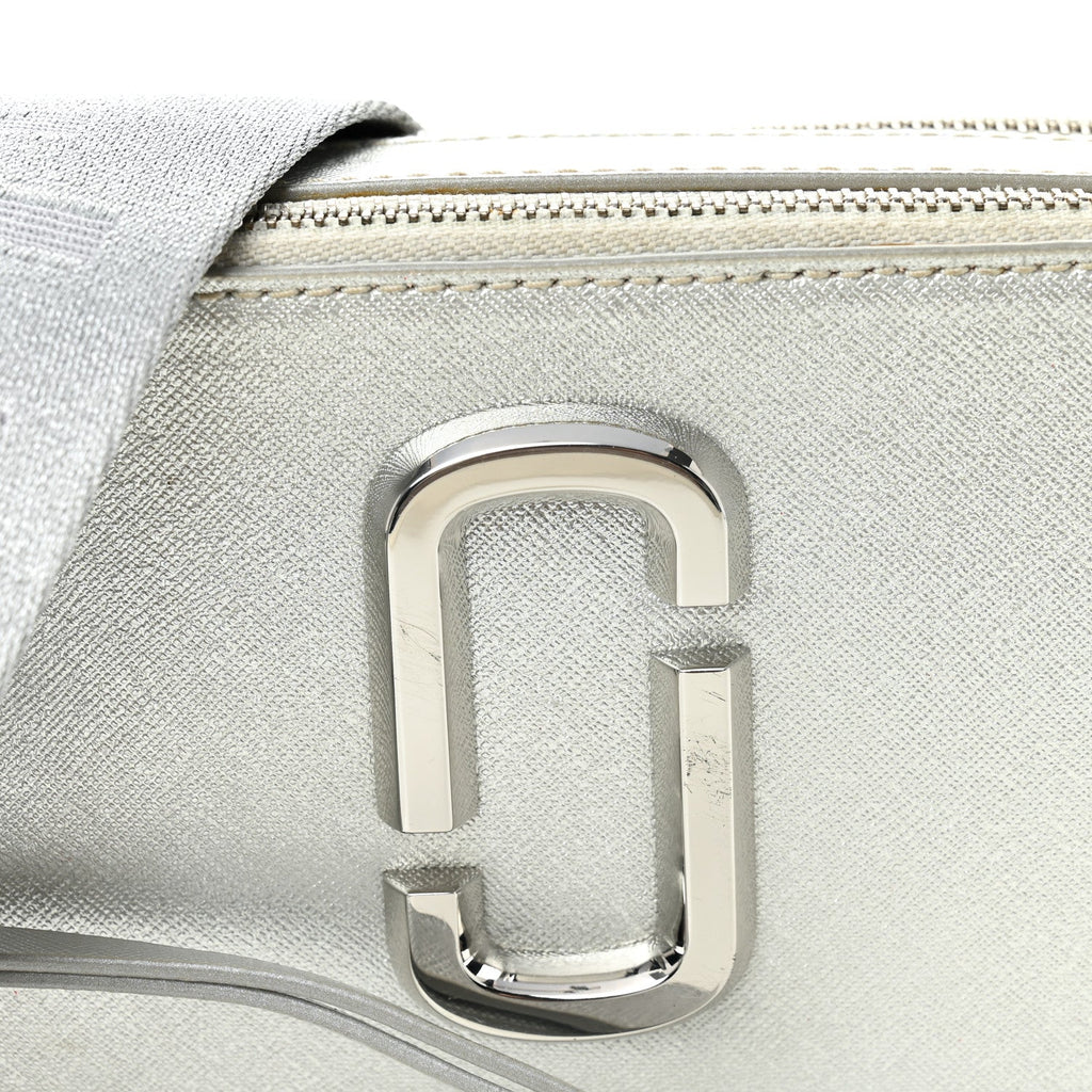 Metallic Saffiano Small Snapshot Camera Bag Silver