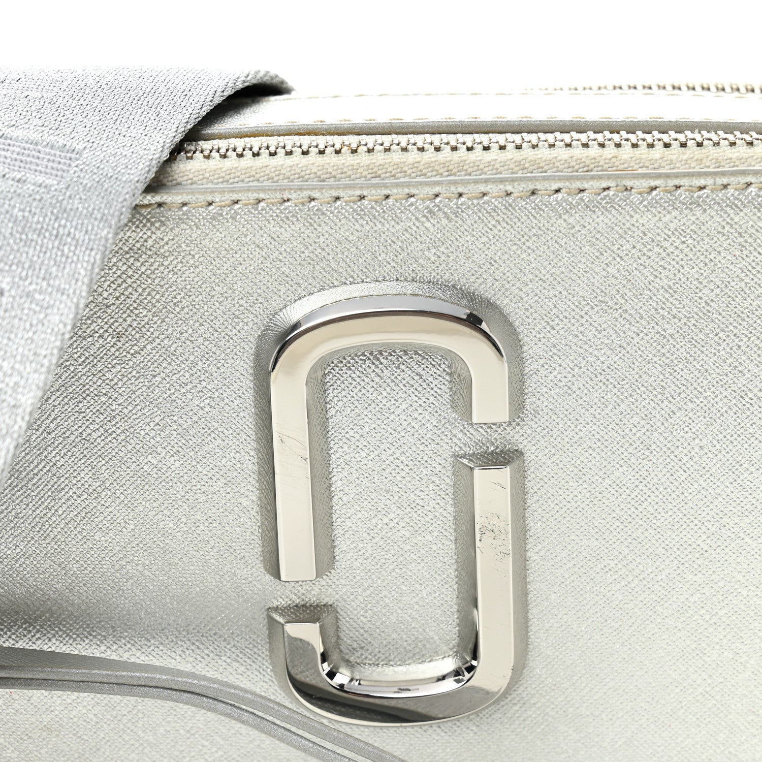 Metallic Saffiano Small Snapshot Camera Bag Silver