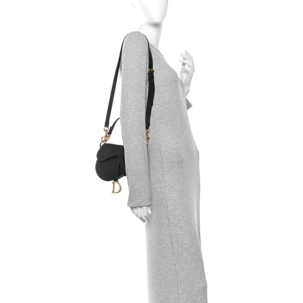Grained Calfskin Mini Saddle Bag With Strap Black