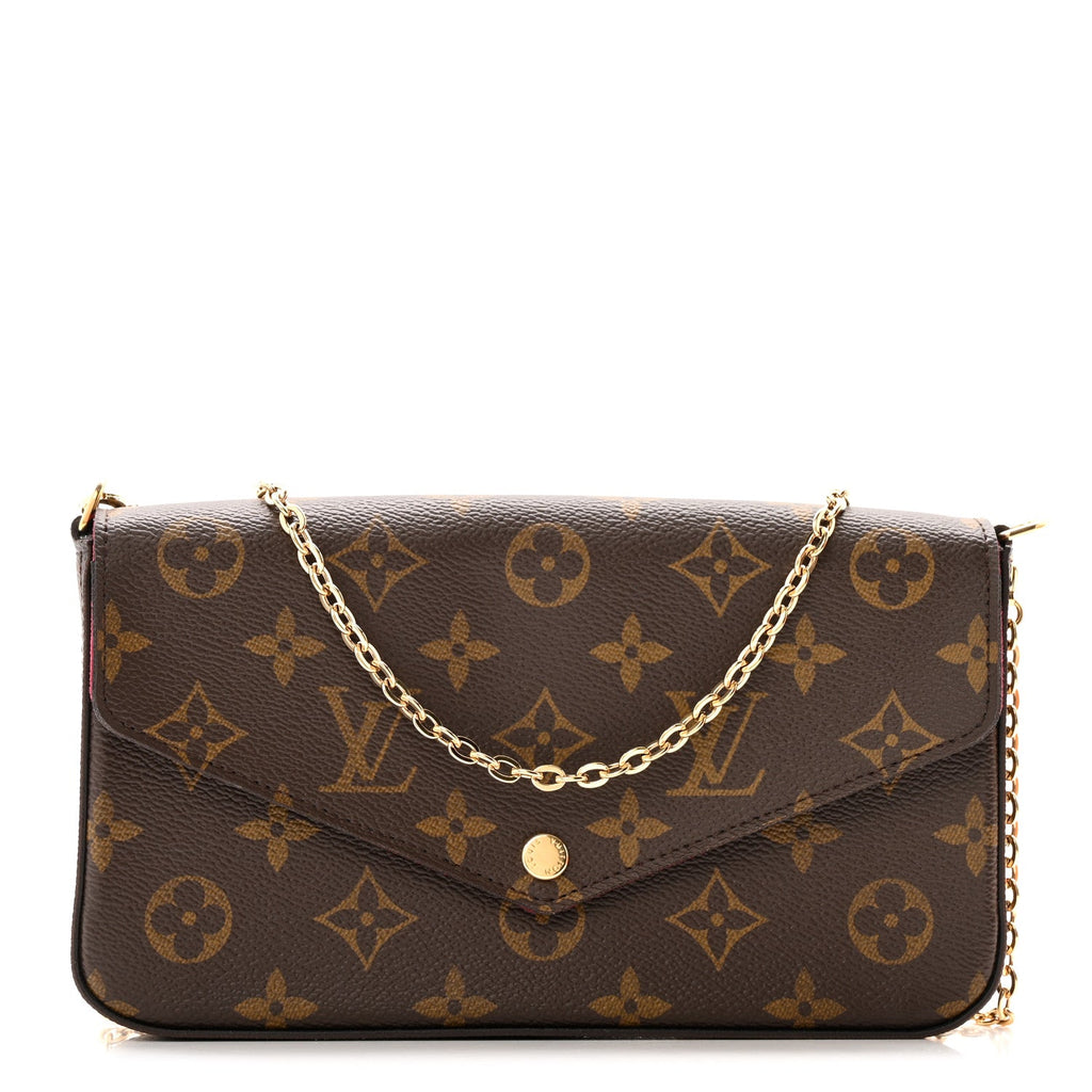 Monogram Pochette Felicie Chain Wallet Fuchsia