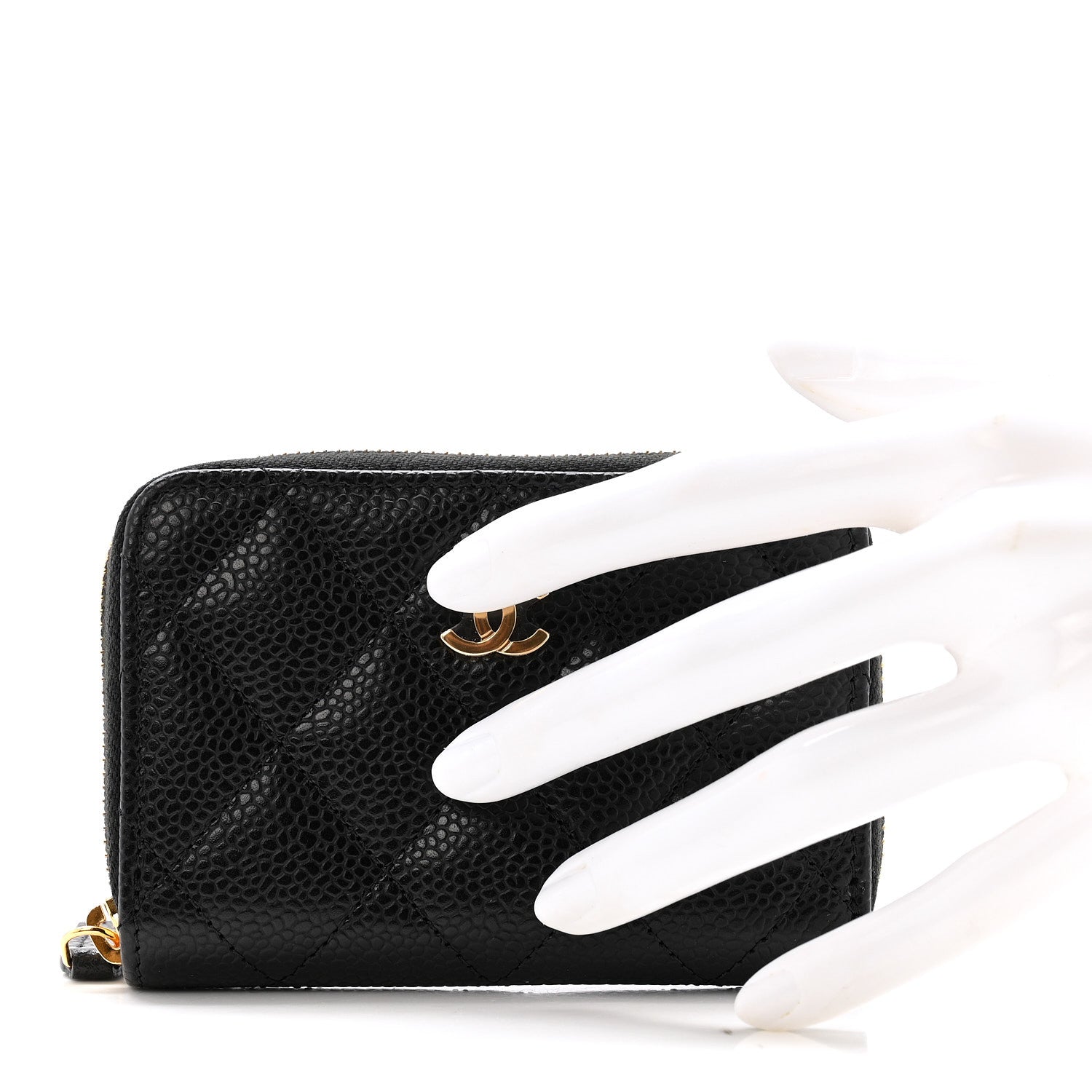 Caviar Quilted Zip Coin Purse Black