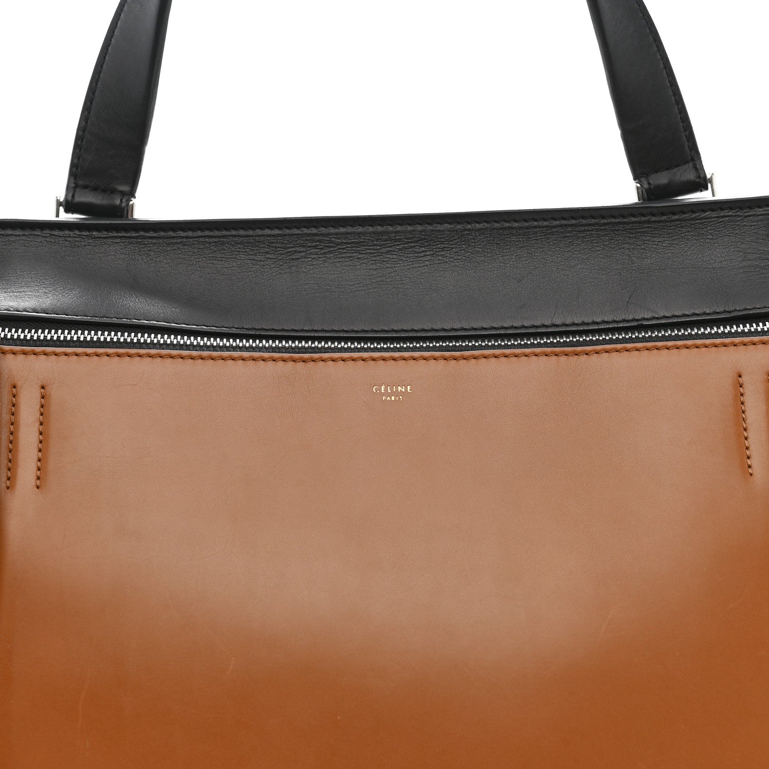 Smooth Calfskin Medium Tri-Color Edge Shoulder Bag Tan