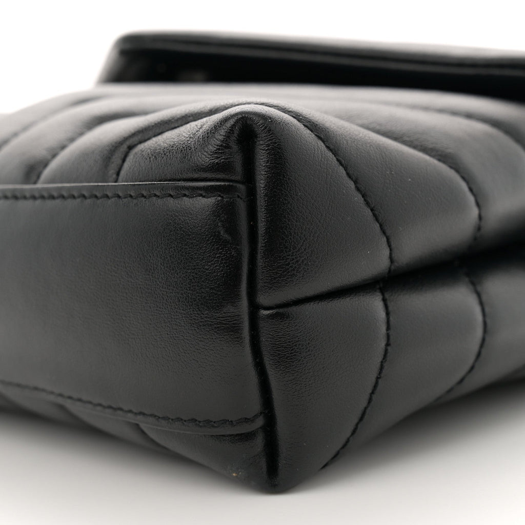 Calfskin Y Quilted Monogram Monochrome Toy Loulou Crossbody Bag Black