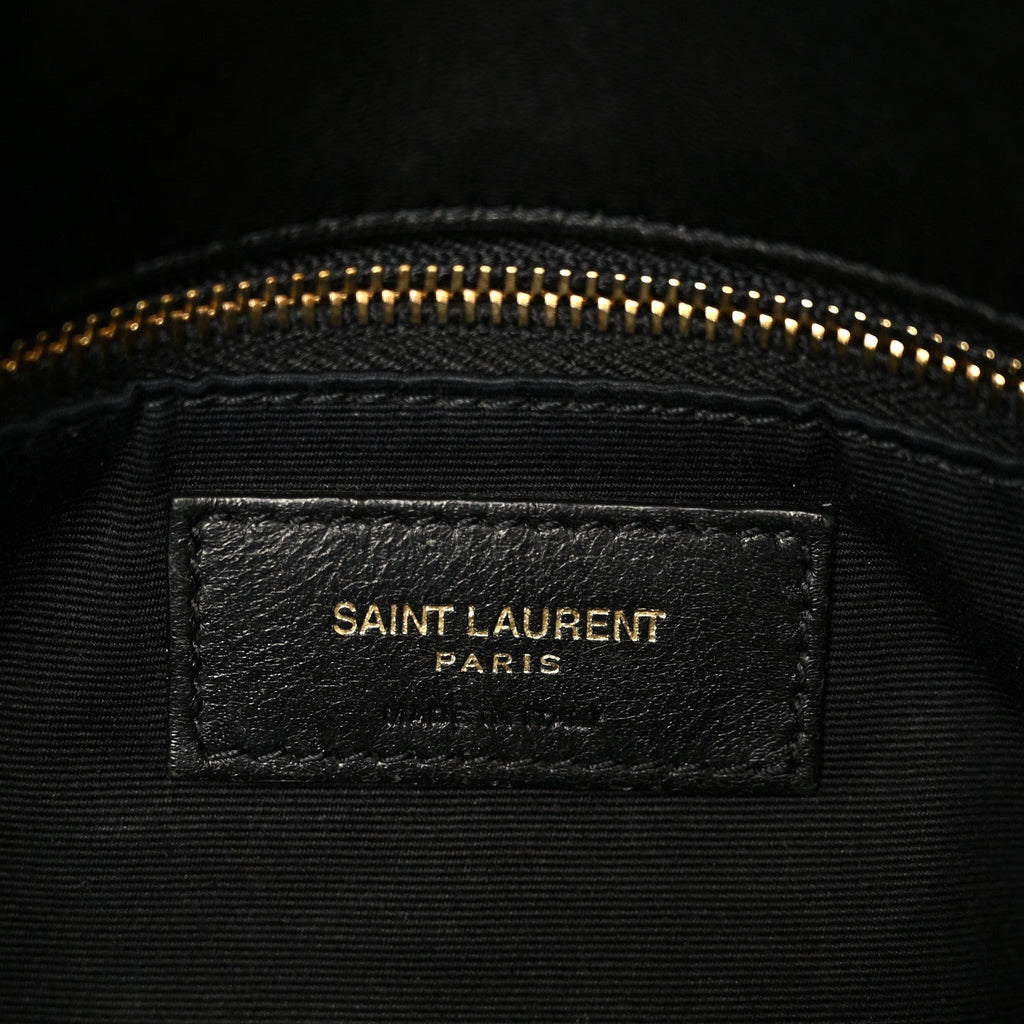Lambskin Quilted Small Loulou Puffer Monogram Chain Satchel Black