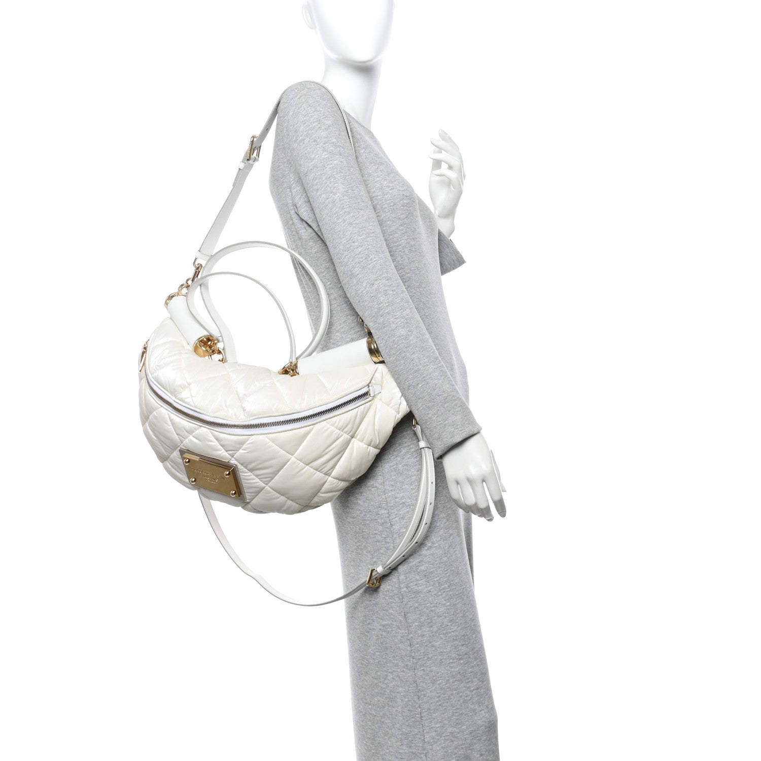 Marsupio Nylon Quilted Piumino 2 Belt Bag White
