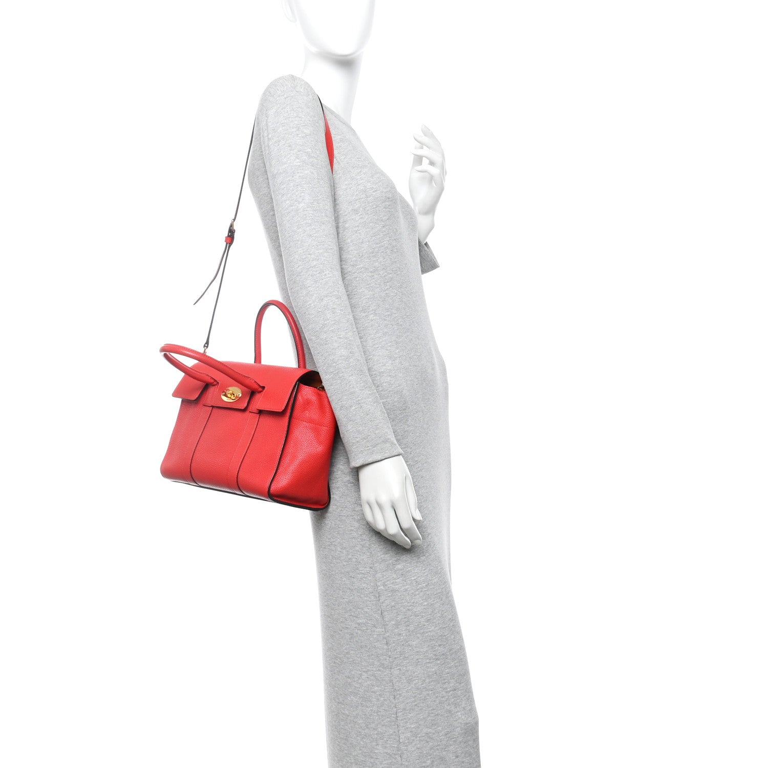 Classic Grain Small Bayswater Satchel Scarlet Red