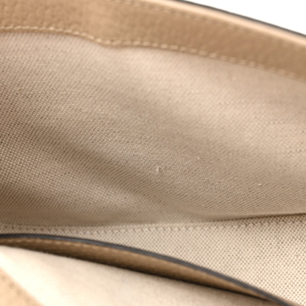 GG Supreme Monogram Textured Dollar Calfskin Web Mini Horsebit 1955 Shoulder Bag Beige Mystic White Oatmeal