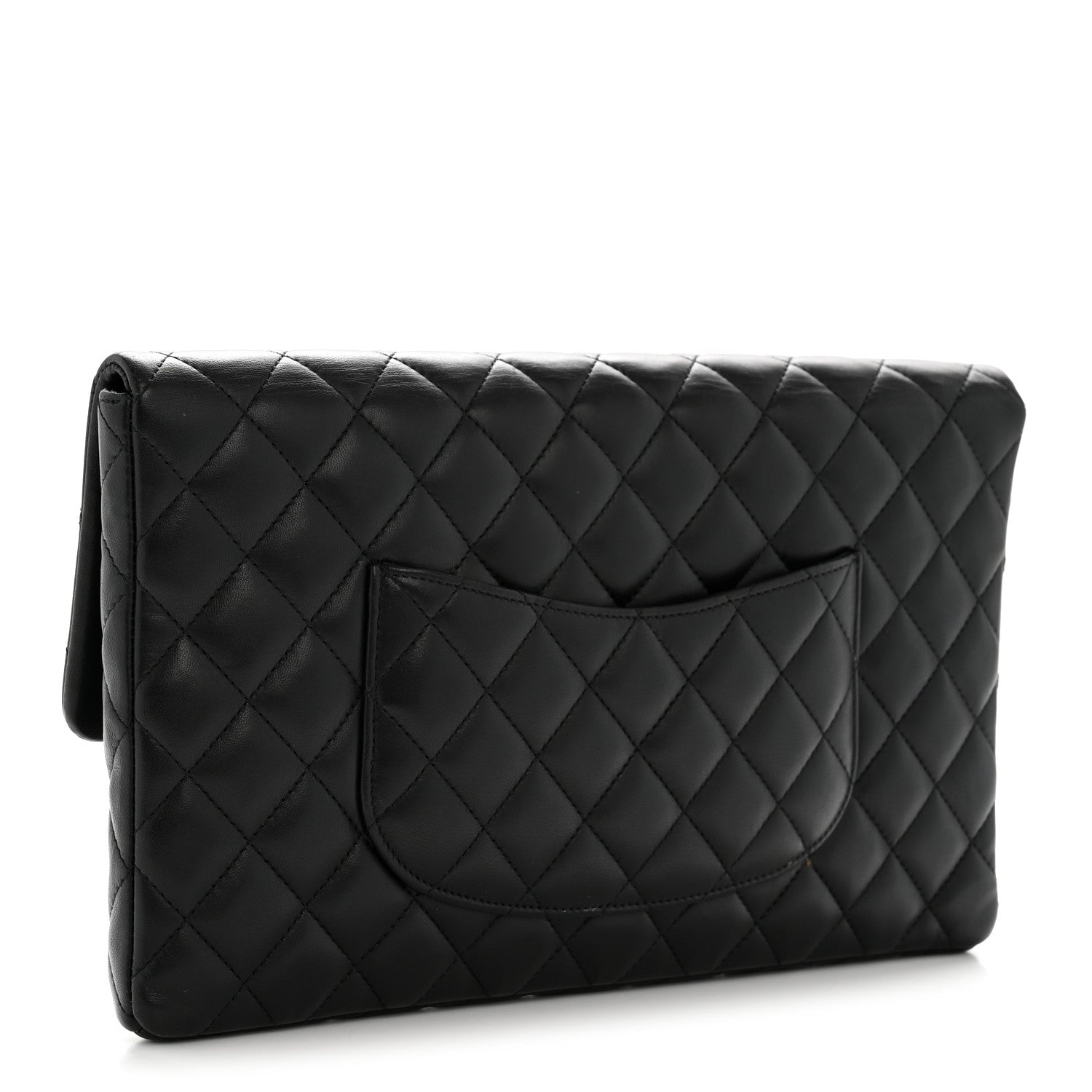 Lambskin Quilted Flap Clutch Black