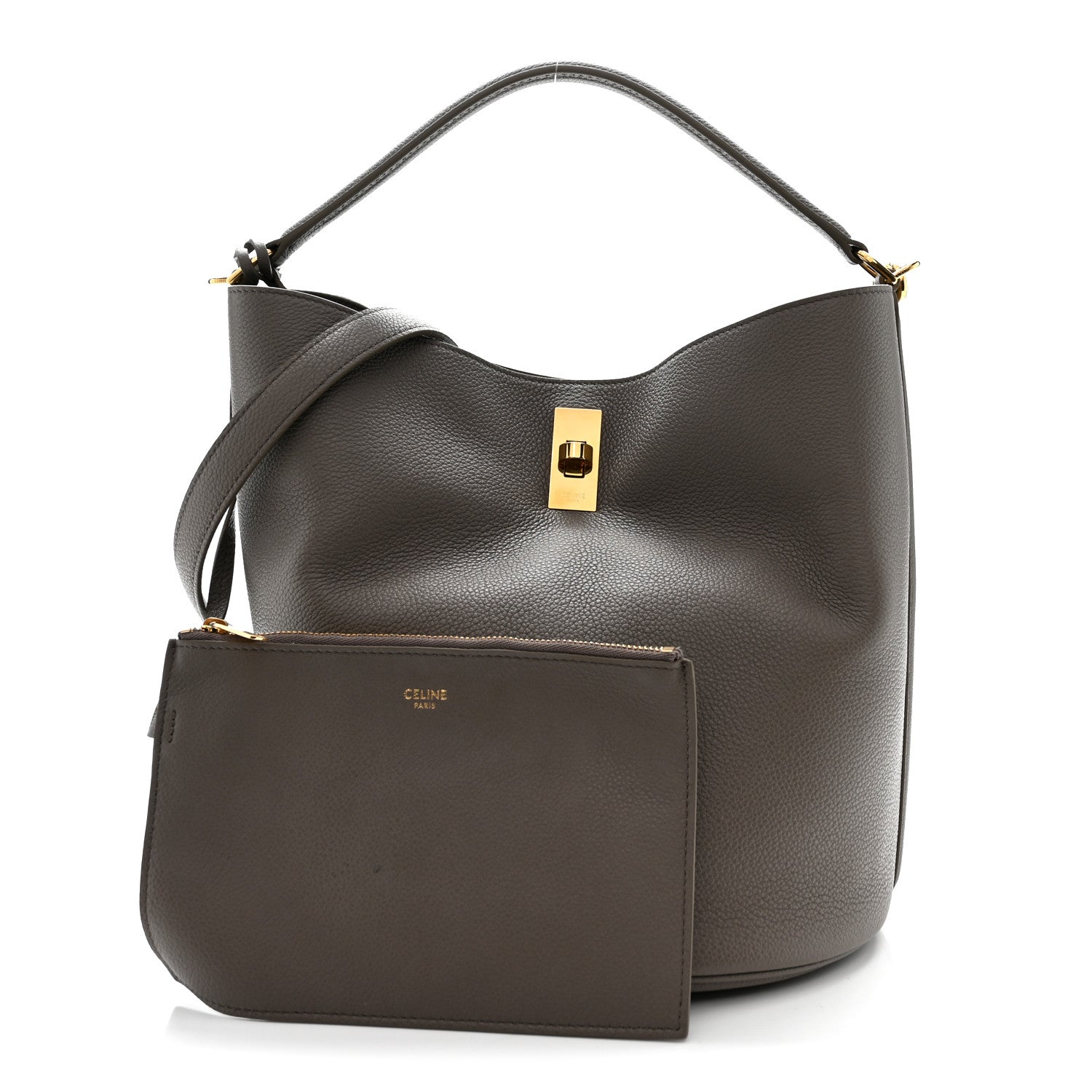 Supple Grained Calfskin Bucket 16 Bag Pebble