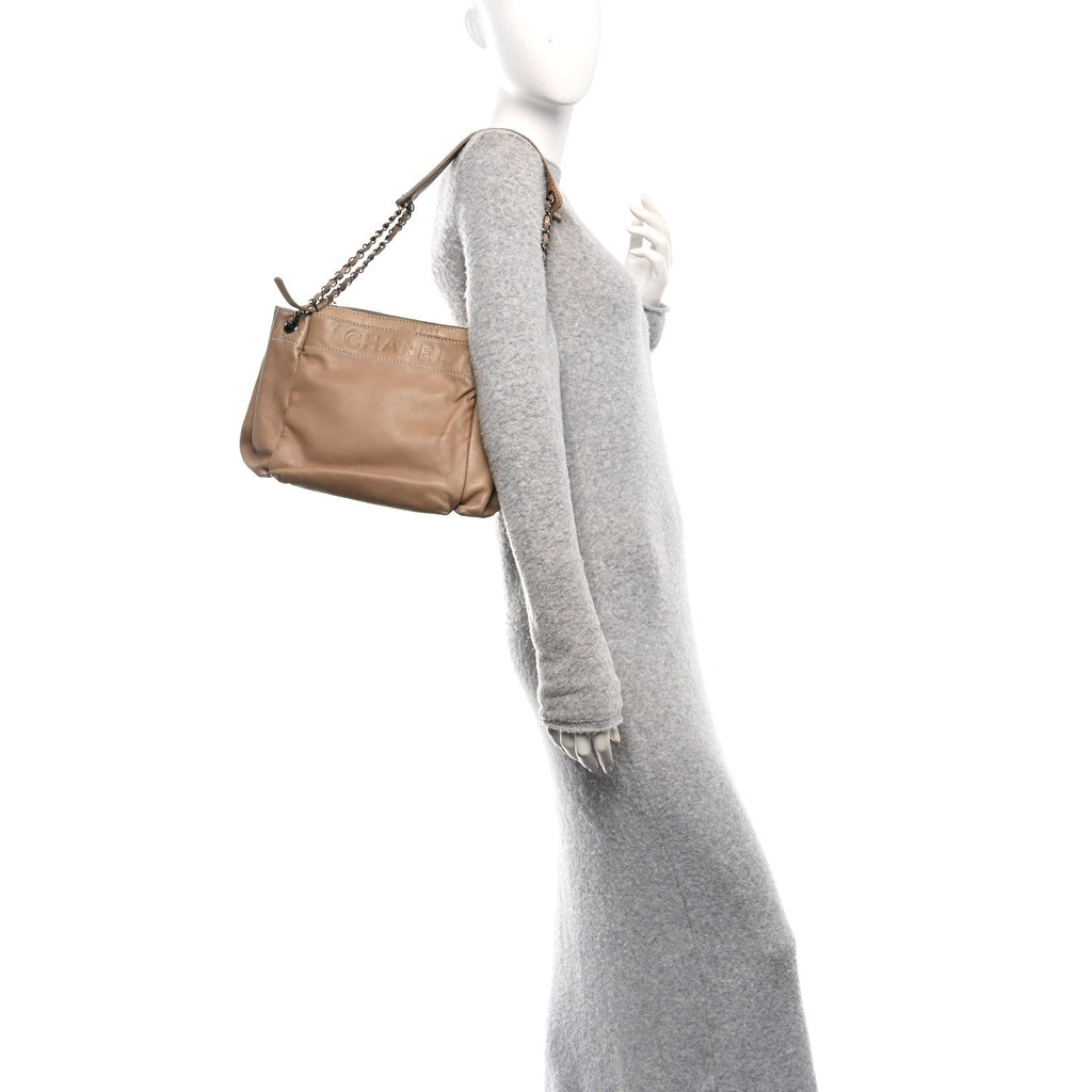 Lambskin Lax Accordion Hobo Beige