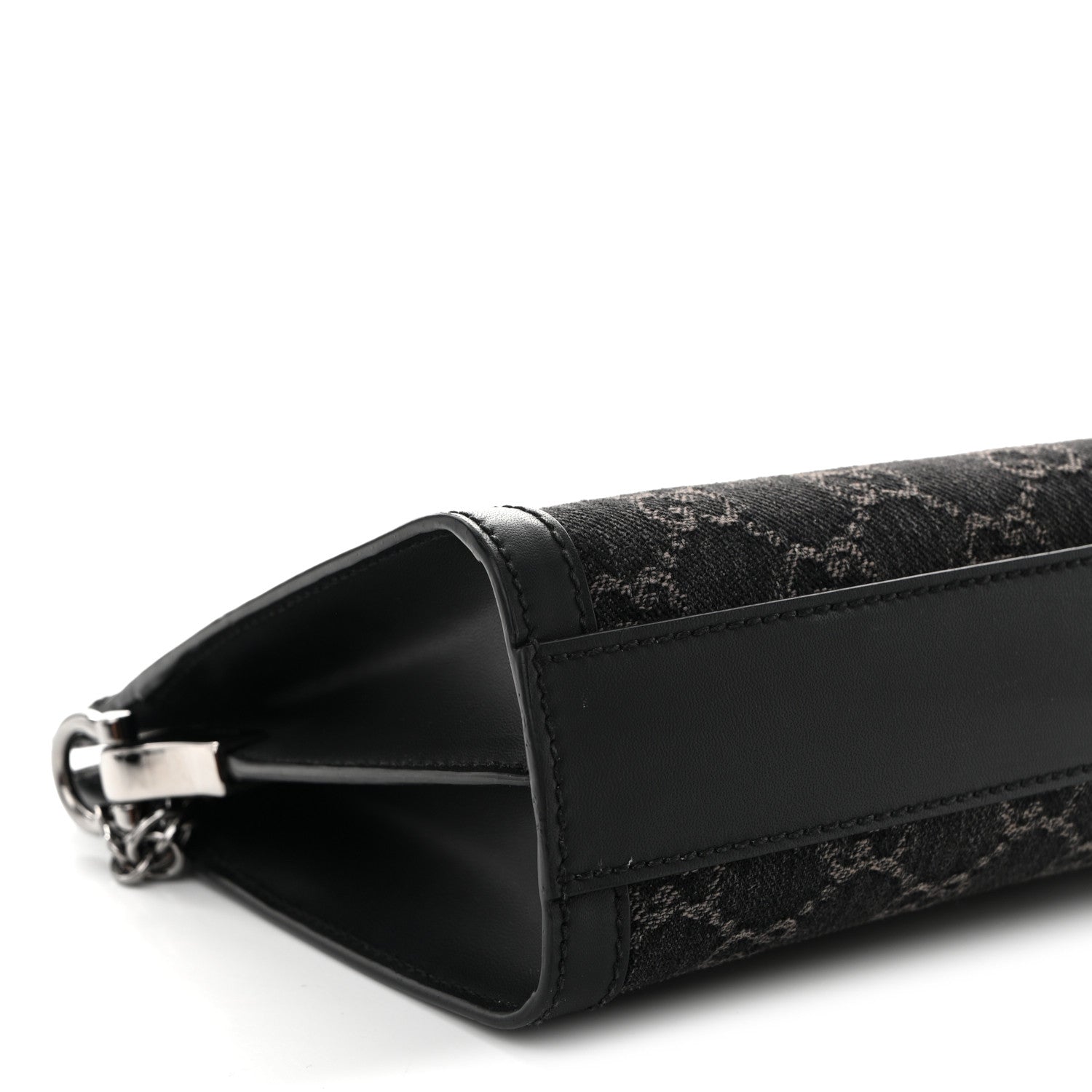 Jacquard Black Denim GG Monogram Chain Shoulder Bag Black Ivory