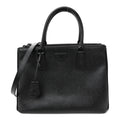 Saffiano Lux Monochrome Large Galleria Double Zip Tote Black