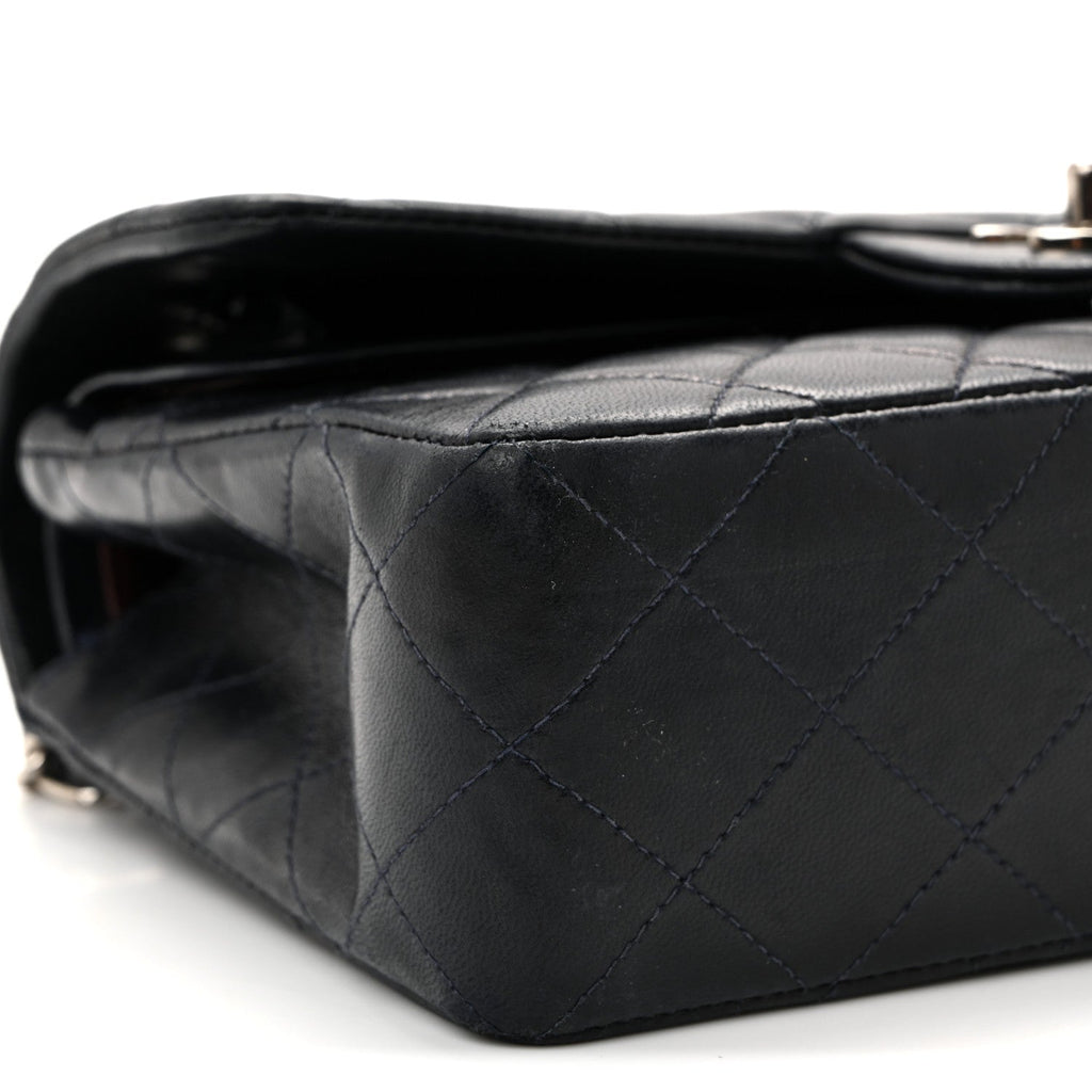 Lambskin Quilted Small Double Flap Navy