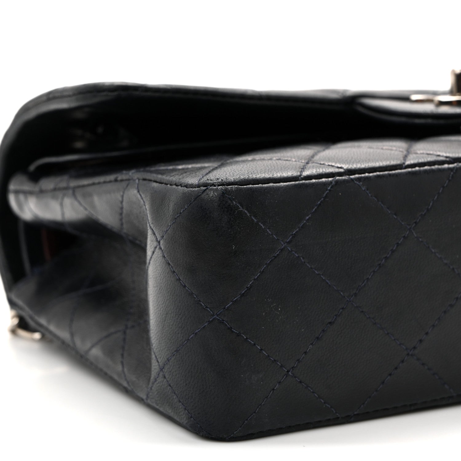 Lambskin Quilted Small Double Flap Navy