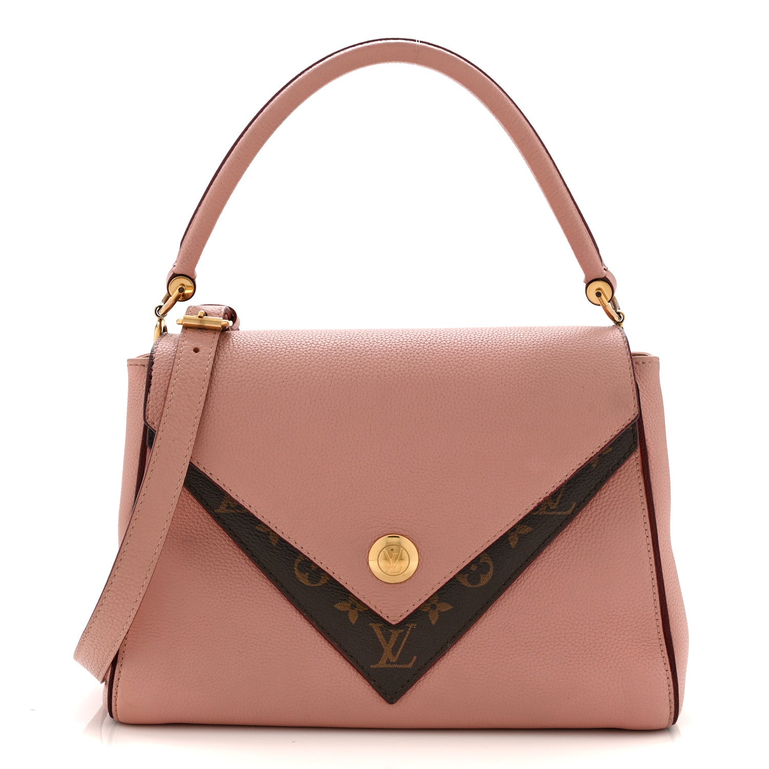 Grained Calfskin Monogram Double V Rose Poudre