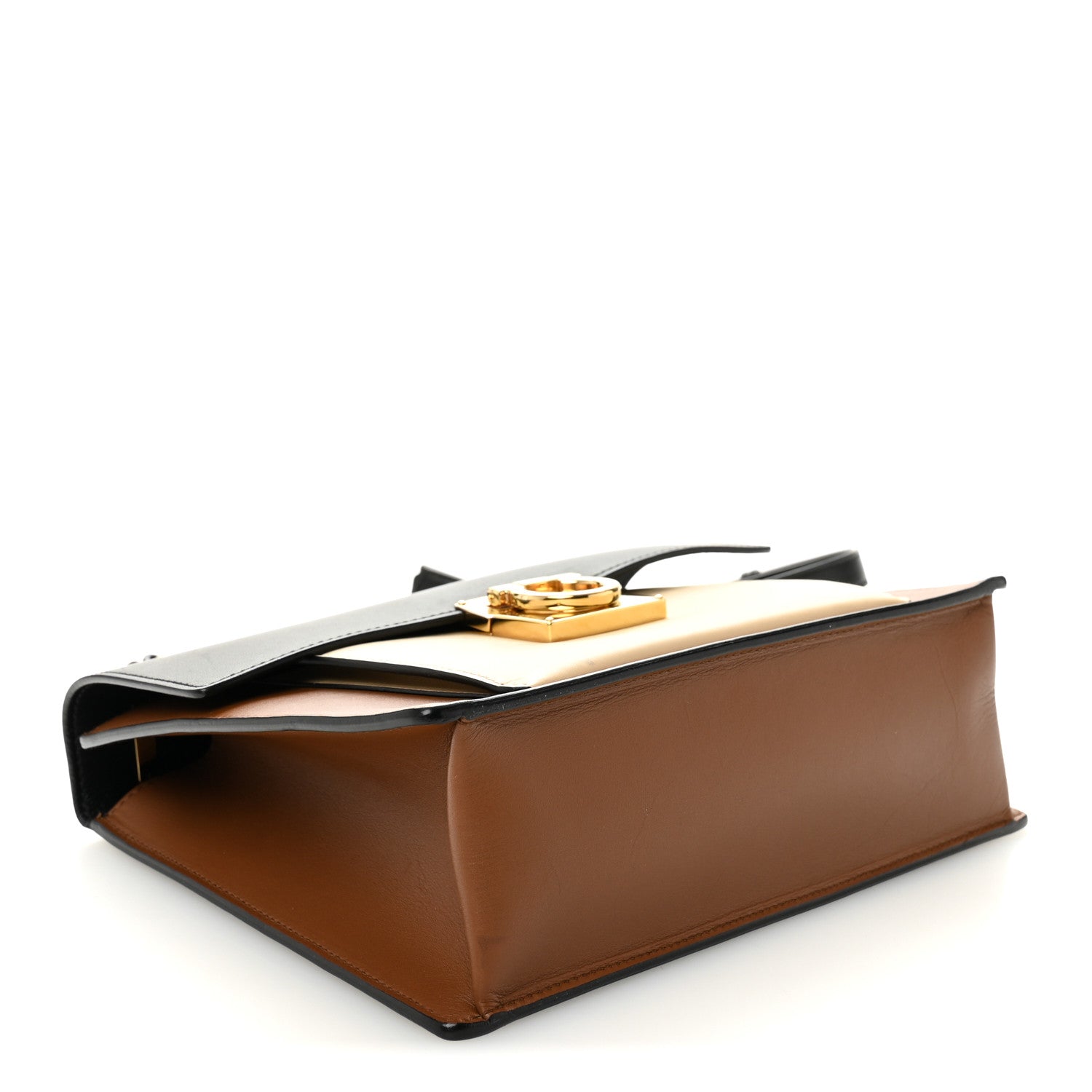 Calfskin Gancio Lock Marisol Top Handle Satchel Ecorce Black