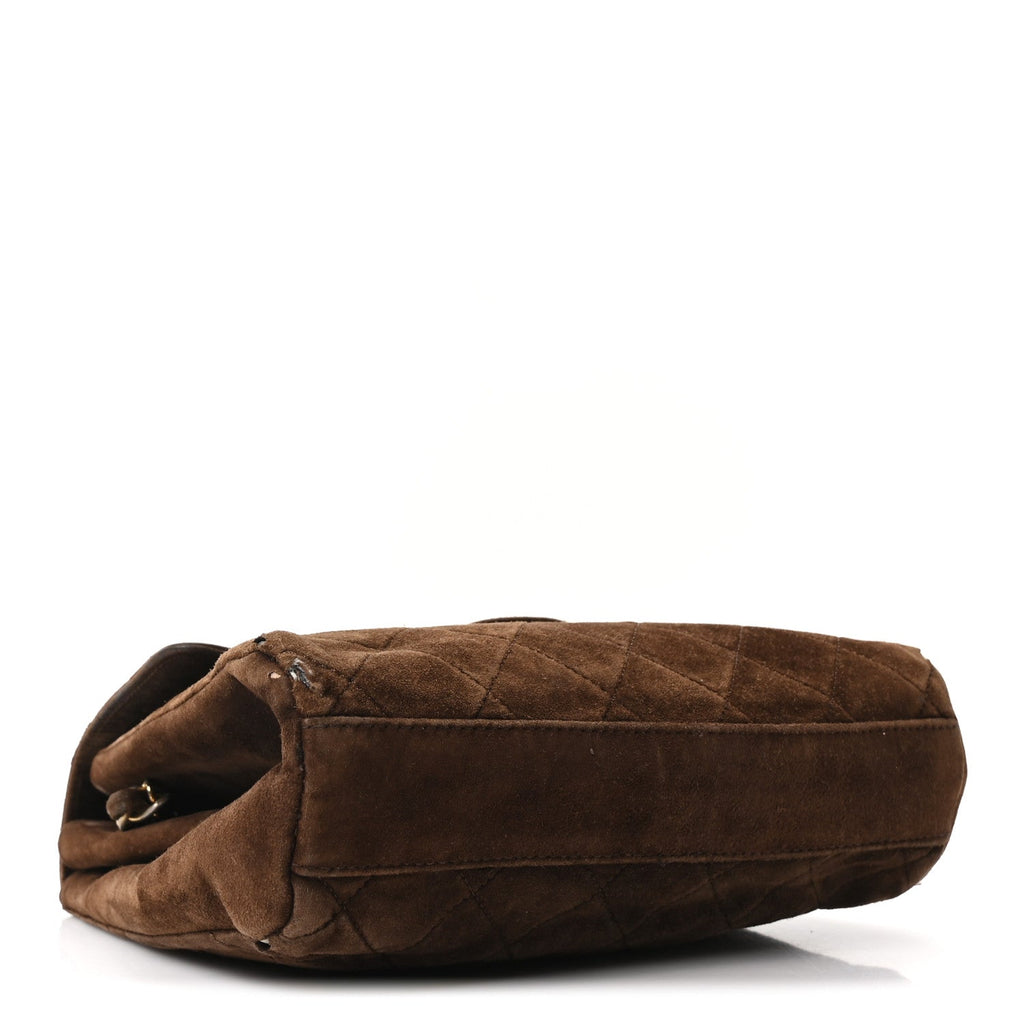 Suede Quilted CC Shoulder Bag Brown