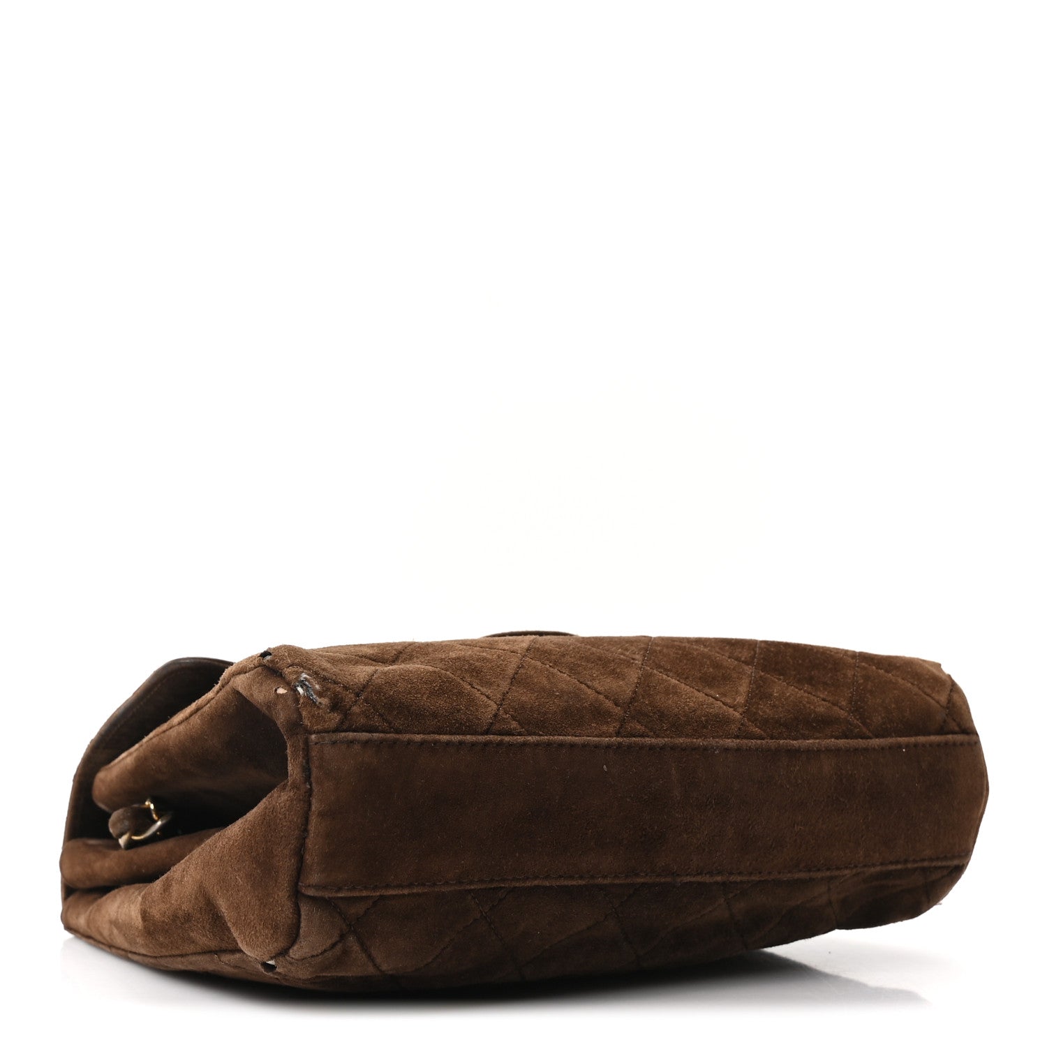 Suede Quilted CC Shoulder Bag Brown