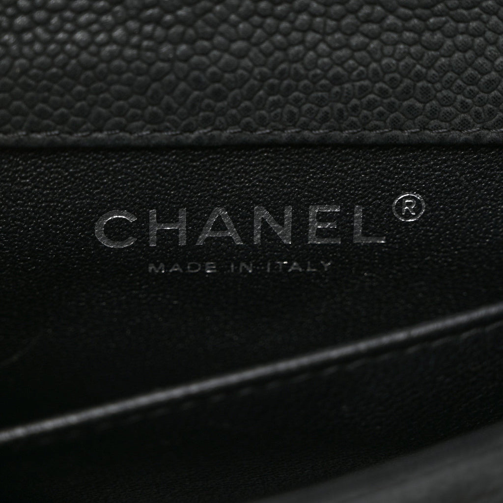Iridescent Caviar Quilted Extra Mini Flap Black