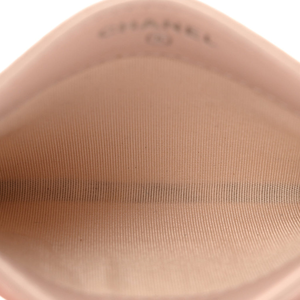 Iridescent Lambskin Camellia Embossed  Holder Light Pink