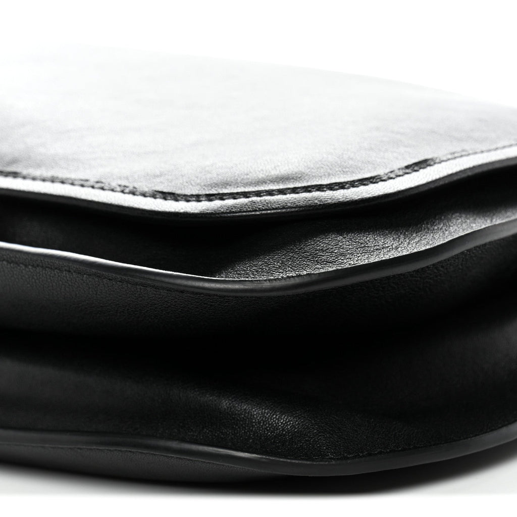 Shiny Lambskin Soft Triomphe Besace Bag Black