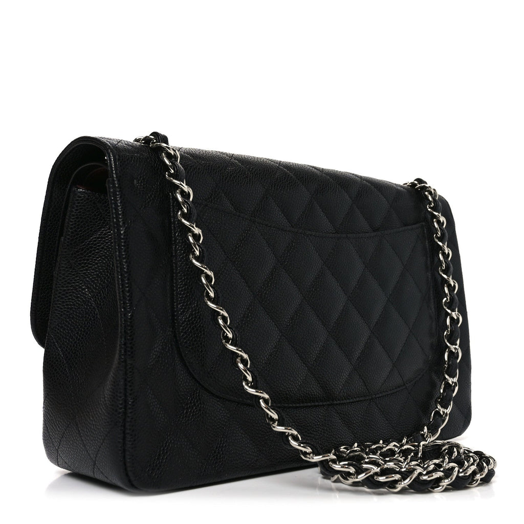 Caviar Quilted Jumbo Double Flap Black
