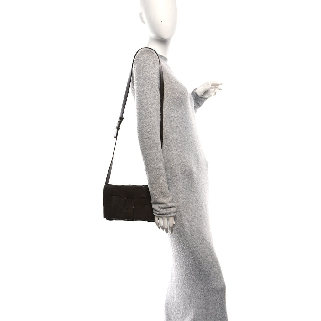 Lambskin Maxi Urban Wave Intrecciato Cassette Crossbody Bag Light Brown