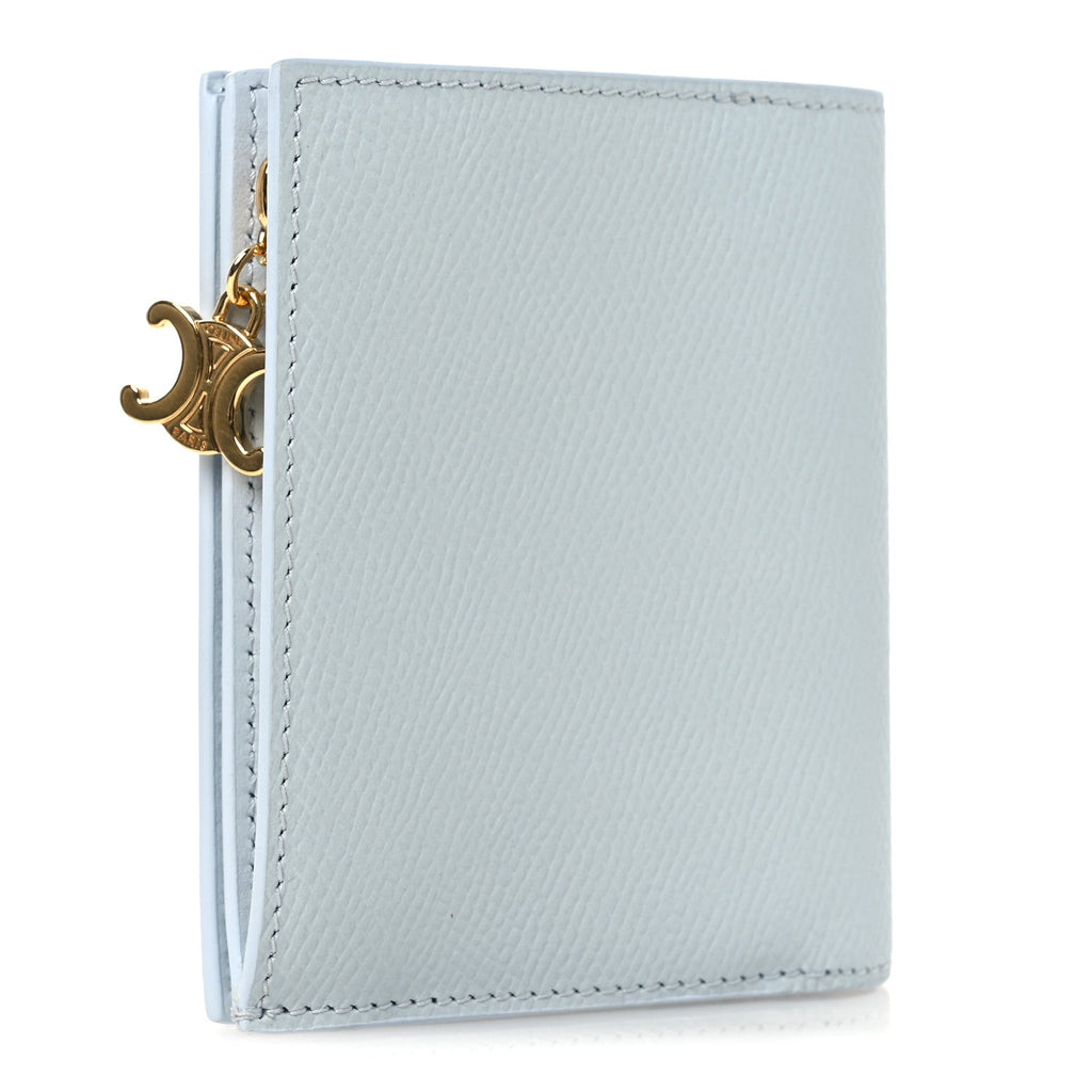 Grained Calfskin Compact Triomphe Charms Wallet Glacier