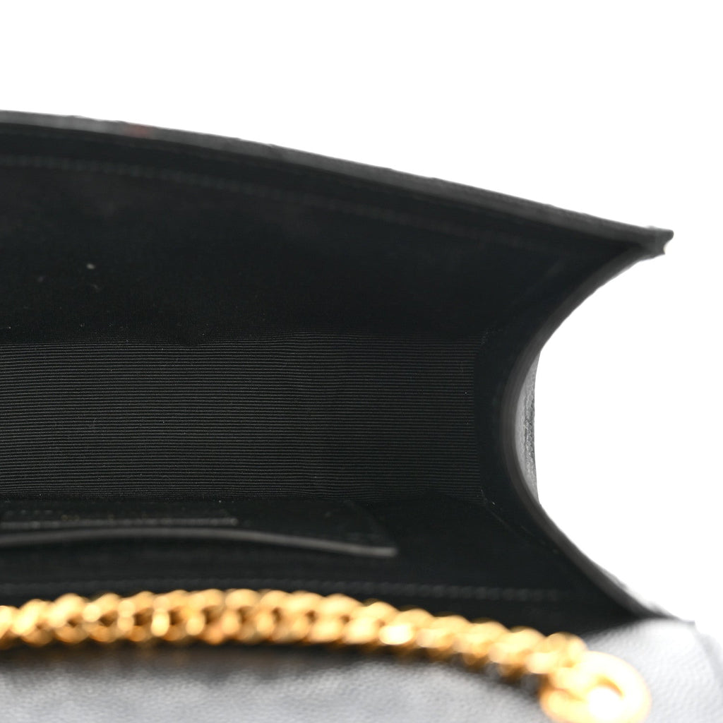 Grain De Poudre Textured Mixed Matelasse Triquilt Small Monogram Satchel Black