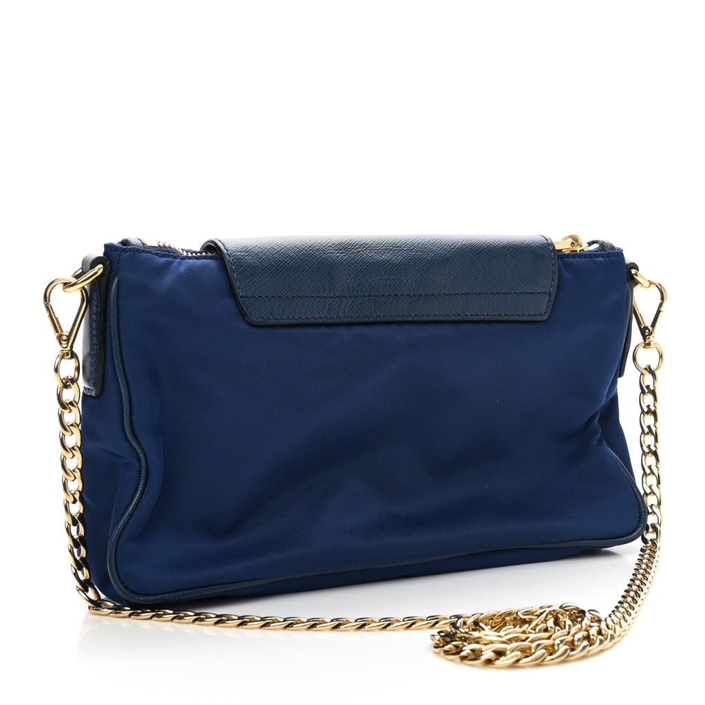 Tessuto Nylon Saffiano Crossbody Bag Bluette