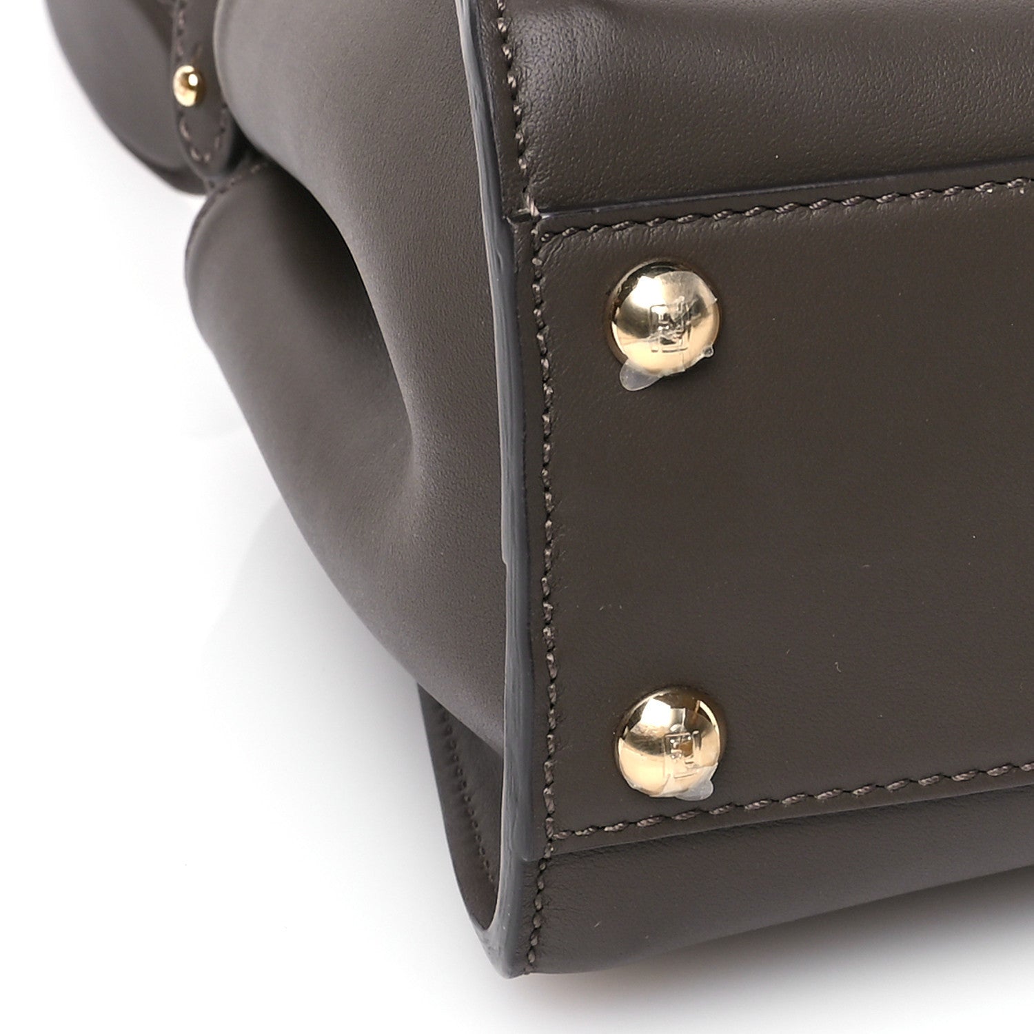 Vitello Seta Suede FF Mini Peekaboo Iconic Satchel  Chocolate Sigaro Marrone