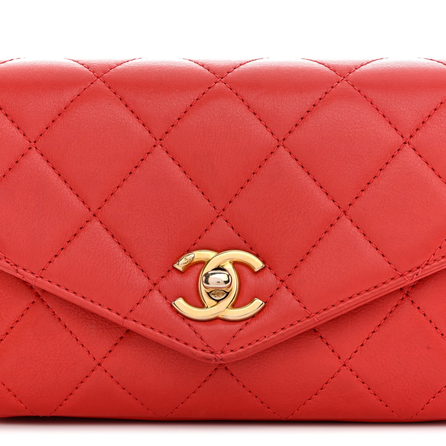 Calfskin Quilted Flap Waist Bag Red