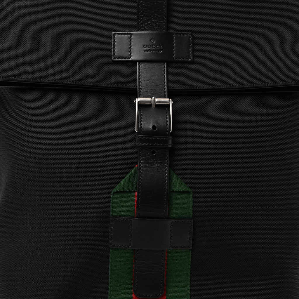 Techno Canvas Web Single Buckle Backpack Black