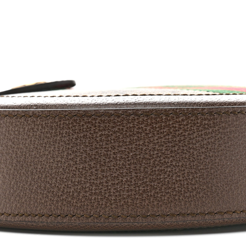 GG Supreme Monogram Web Mini Ophidia Round Shoulder Bag Brown