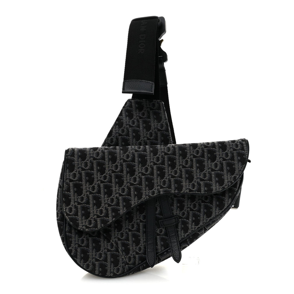 Oblique Mens Saddle Bag Black Blue